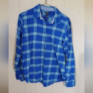 Land's End S plaid flannel button down shirt